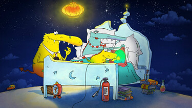 Szenenbild aus dem Animationsfilm: Mollys Eltern an ihrem Bett