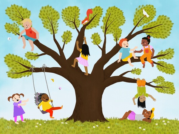 Illustration Kinder im Baum