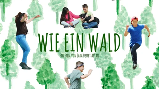 Filmposter Wie ein Wald, gezeichnete Bäume, Bilder von Kindern